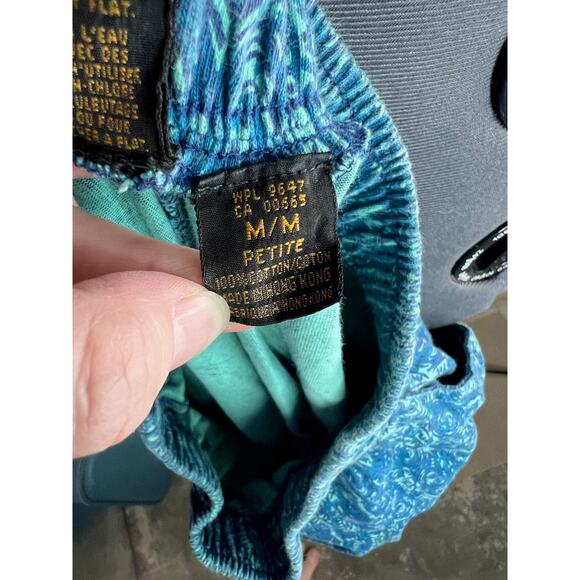 Eddie Bauer pants geometric pattern blue green elastic waist - Picture 10 of 10